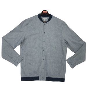 COS Collection of Style Men Size Medium Blue Button Front Bomber Style Shirt NWT